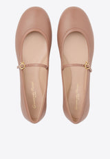 Gianvito Rossi Carla Nappa Leather Ballet Flats G22223 05GOM NAPPRAL NAPPA PRALINE Pink