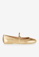 Gianvito Rossi Carla Ballet Flats in Metallic Leather G22223 05GOM NSWMEKO LAMB SILK WASHED MEKONG