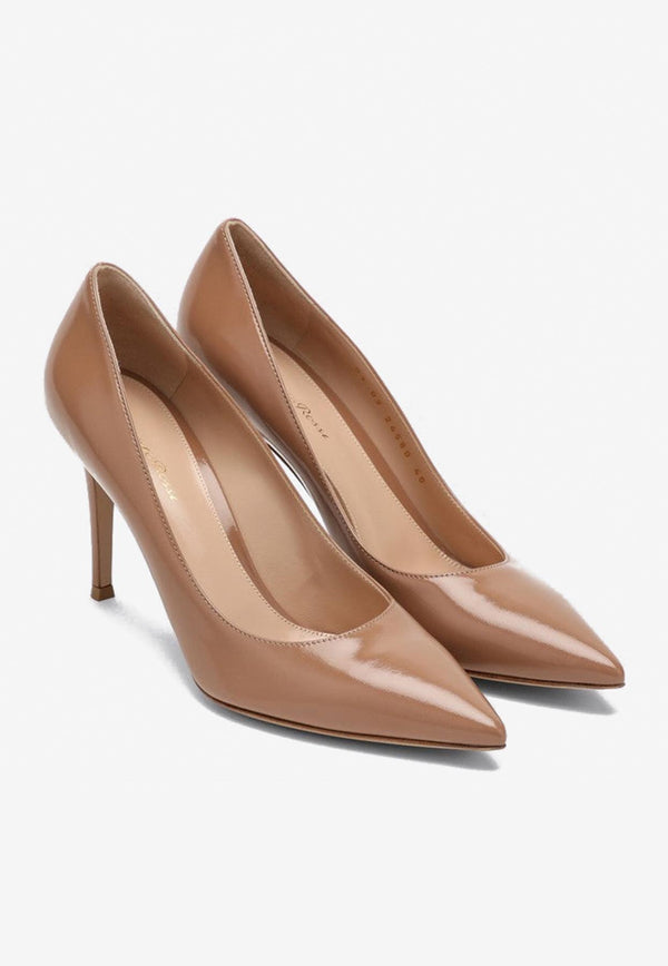 Gianvito Rossi Gianvito 85 Pointed Toe Leather Pumps Caramel G24580NUI/Q_GIANV-PRAL