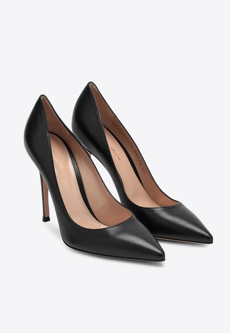 Gianvito Rossi 105 Pointed Leather Pumps G28470NAP/P_GIANV-NERO Black