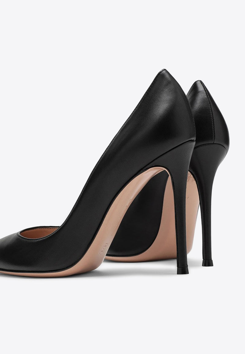 Gianvito Rossi 105 Pointed Leather Pumps G28470NAP/P_GIANV-NERO Black