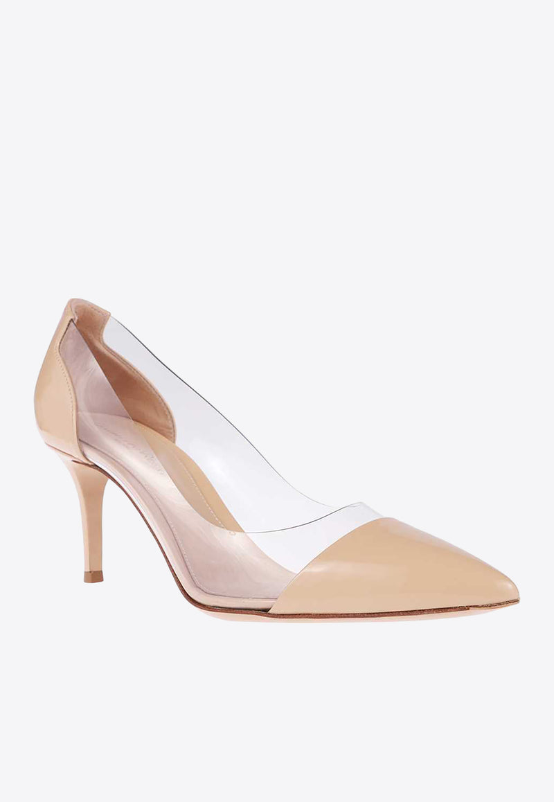 Gianvito Rossi Plexi 70 Patent Pumps G28560 70RIC VGLNUTR GLASS NUDE TRASP