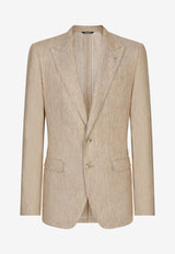 Dolce 
Gabbana Single-Breasted Linen Blazer G2NW0T FU4L0 S8230 Beige