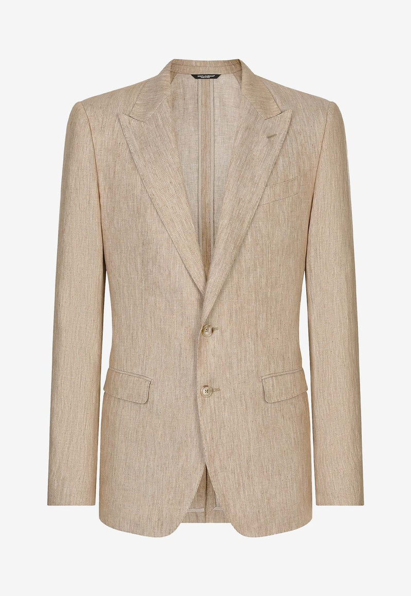 Dolce 
Gabbana Single-Breasted Linen Blazer G2NW0T FU4L0 S8230 Beige