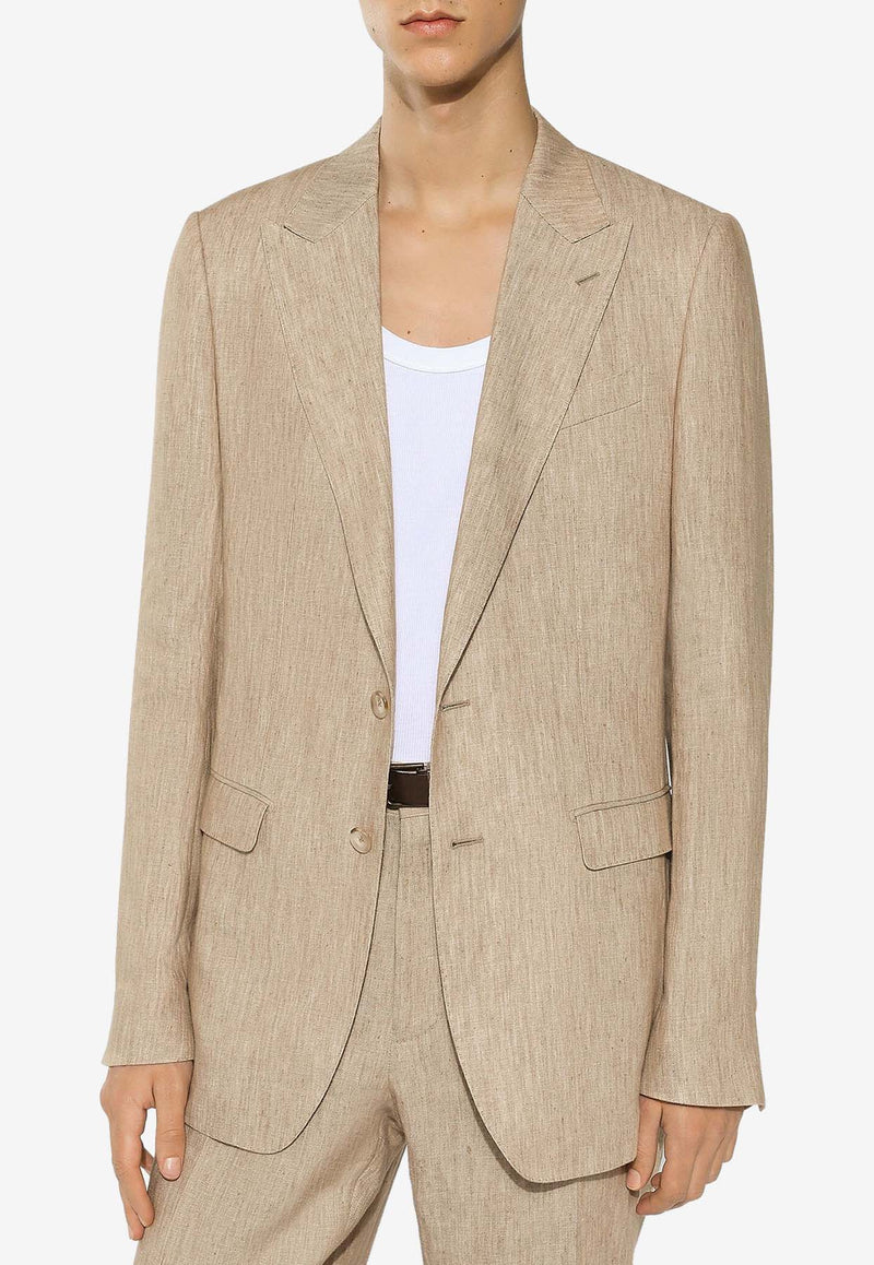 Dolce 
Gabbana Single-Breasted Linen Blazer G2NW0T FU4L0 S8230 Beige