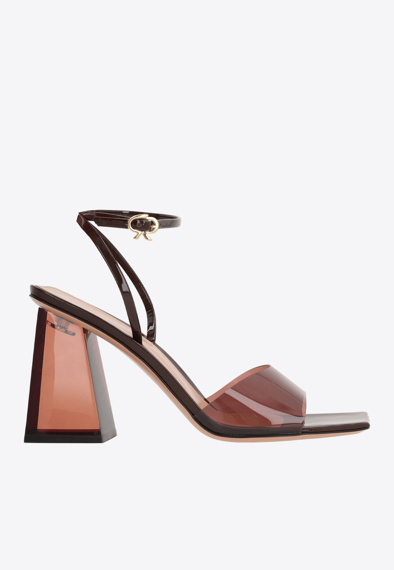 Gianvito Rossi Cosmic 85 Metallic-Leather Sandals G32208 85PLX GSVBROB PATENT BROWN BROWN