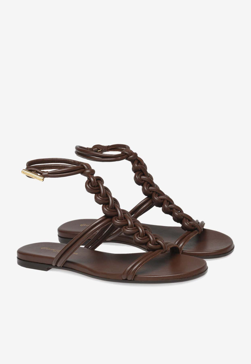 Gianvito Rossi Capua Gladiator Sandals G32424 05CUO NAPBROW LAMB BROWN