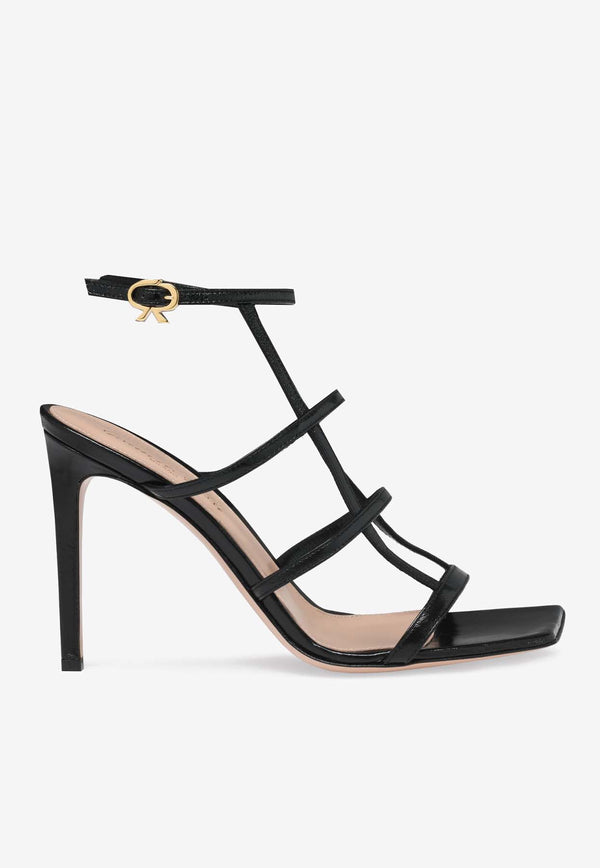 Gianvito Rossi Mondry 95 Caged Leather Sandals G32427 95RIC NUINERO NUIT BLACK