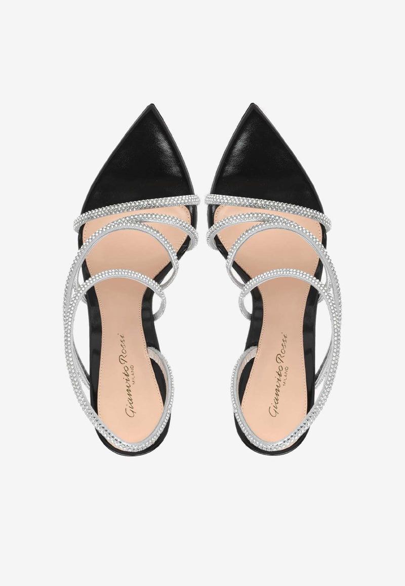 Gianvito Rossi Ettie 105 Crystal Embellished Sandals G32439 15RIC BNUARNE NUIT SILVER BLACK