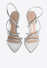 Gianvito Rossi Ettie 105 Metallic Leather Sandals G32441 15RIC NPSARGE NAPPA SILK SILVER Silver