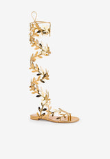 Gianvito Rossi Flavia Gladiator Metallic Leather Sandals G32463 05RIC MNSMEKM LAMB SILK MEKONG MEKONG