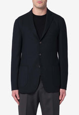 Santaniello Single-Breasted Wool Blend Blazer Blue G500E2713/P_SANTA-79