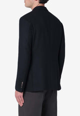 Santaniello Single-Breasted Wool Blend Blazer Blue G500E2713/P_SANTA-79