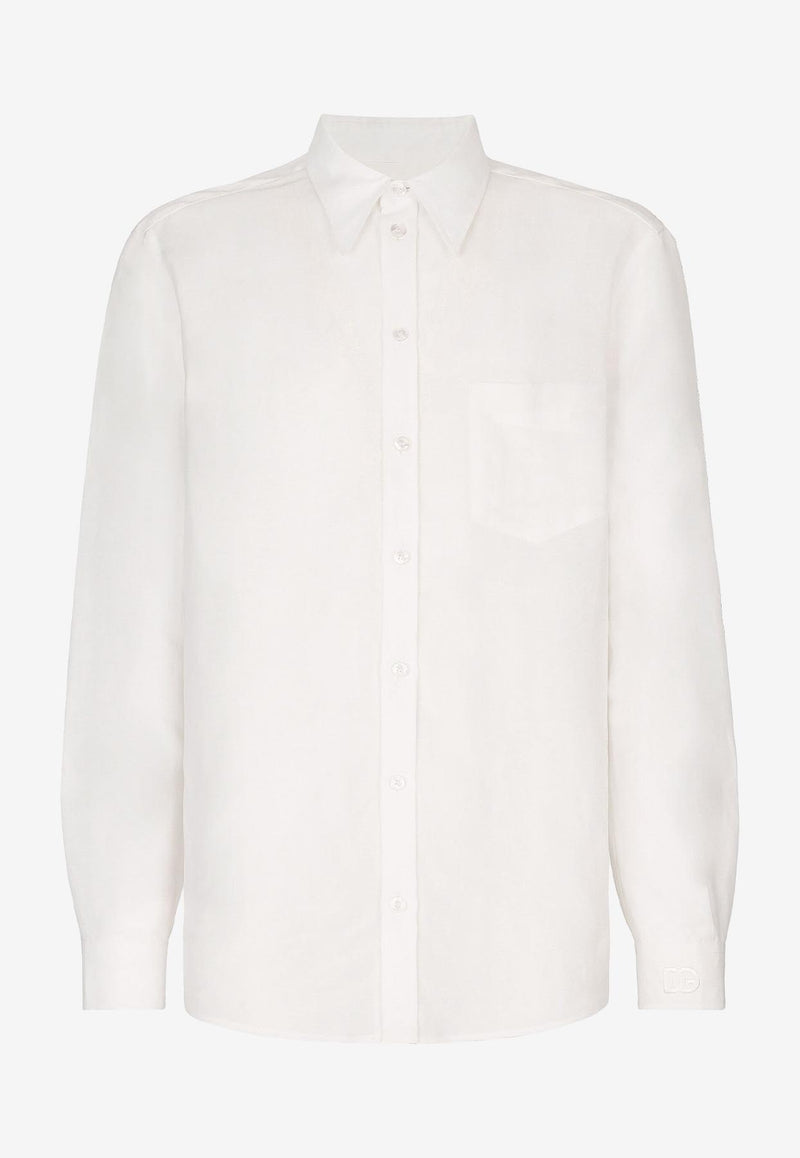 Dolce 
Gabbana Linen Blend Long-Sleeved Shirt White G5IY3Z HUMG4 W0111