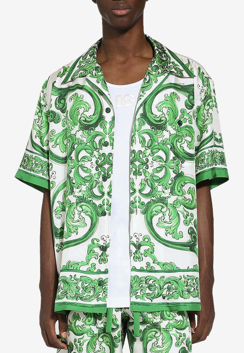 Dolce 
Gabbana Majolica Print Hawaiian Shirt G5JH9T HI1S6 H85DQ Green