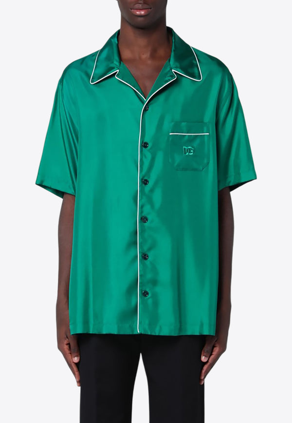 Dolce 
Gabbana Embroidered DG Silk Shirt Green G5KS3ZFU1S4/P_DOLCE-V0340