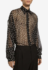 Dolce 
Gabbana Super-Oversize Polka Dot Chiffon Shirt Black G5LU6T HS1KD HNBDW