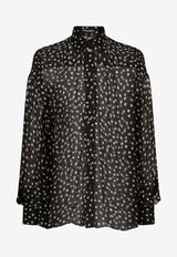 Dolce 
Gabbana Super-Oversize Polka Dot Chiffon Shirt Black G5LU6T HS1KD HNBDW