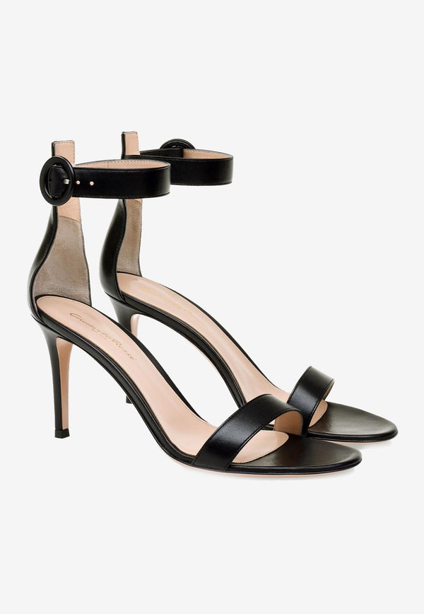 Gianvito Rossi Portofino 85 Patent Leather Sandals Black G60953 85RIC NAPNERO LAMB BLACK