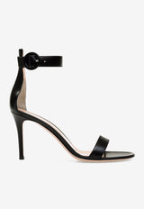 Gianvito Rossi Portofino 85 Patent Leather Sandals Black G60953 85RIC NAPNERO LAMB BLACK