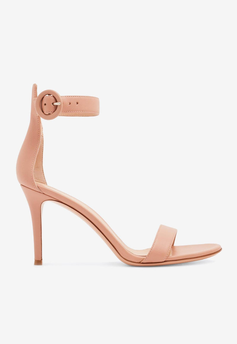 Gianvito Rossi Portofino 85 Patent Leather Sandals Peach G60953 85RIC NAPPEAH LAMB PEACH