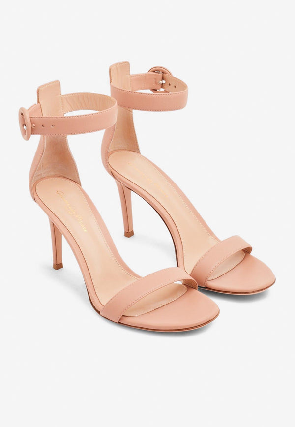 Gianvito Rossi Portofino 85 Patent Leather Sandals Peach G60953 85RIC NAPPEAH LAMB PEACH