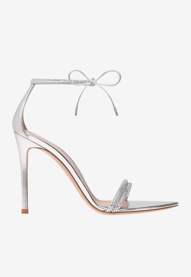 Gianvito Rossi Montecarlo 105 Crystal-Embellished Sandals G61408 15RIC BNSARAR LAMB SILK SILVER SILVER