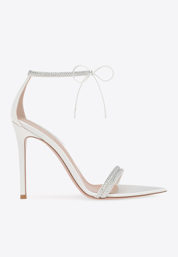 Gianvito Rossi Montecarlo 105 Crystal-Embellished Sandals G61408 15RIC RMPBIBB CAMOSCIO NAPPA WHITE WHI White