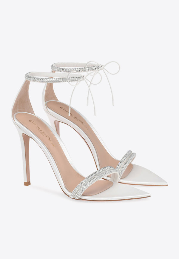 Gianvito Rossi Montecarlo 105 Crystal-Embellished Sandals G61408 15RIC RMPBIBB CAMOSCIO NAPPA WHITE WHI White