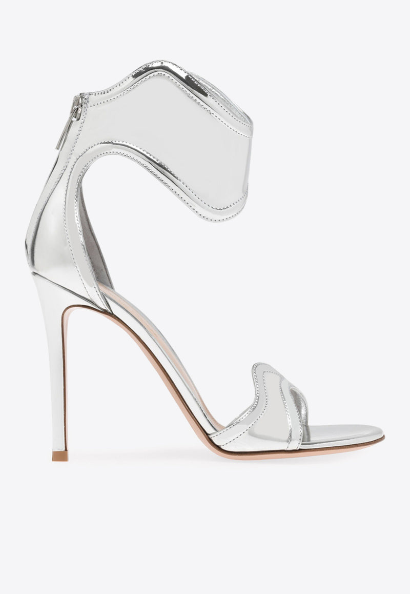 Gianvito Rossi Lucrezia 105 Metallic-Leather Sandals G61705 15RIC METARGE METAL SILVER