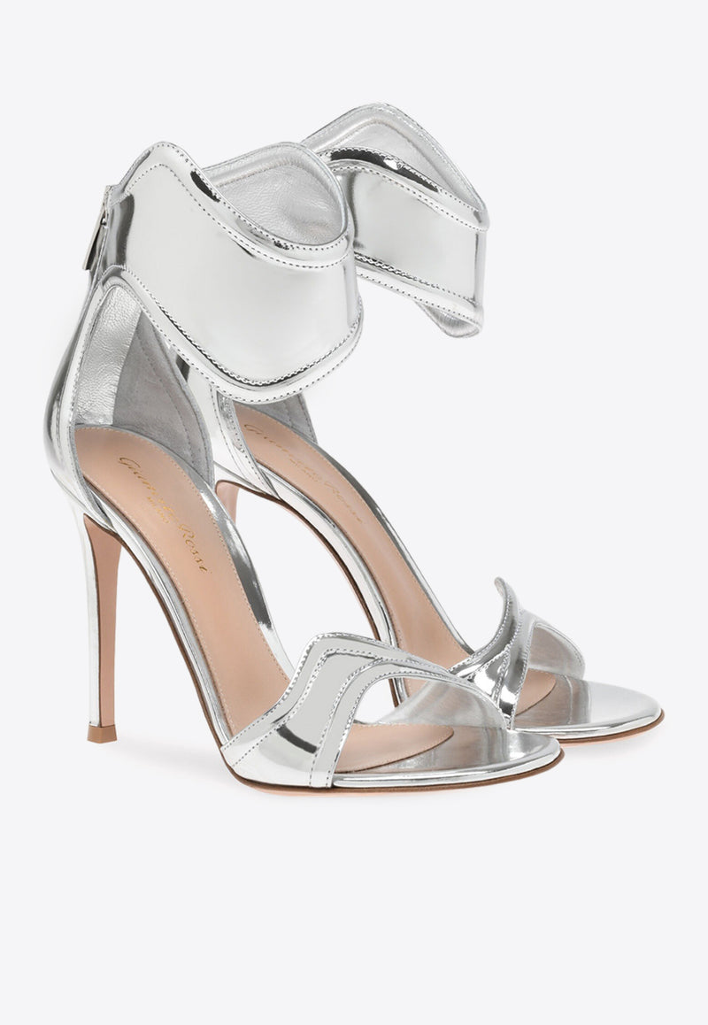 Gianvito Rossi Lucrezia 105 Metallic-Leather Sandals G61705 15RIC METARGE METAL SILVER