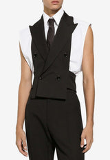 Dolce 
Gabbana Double-Breasted Wool Waistcoat Black G711LT FU27K N0000