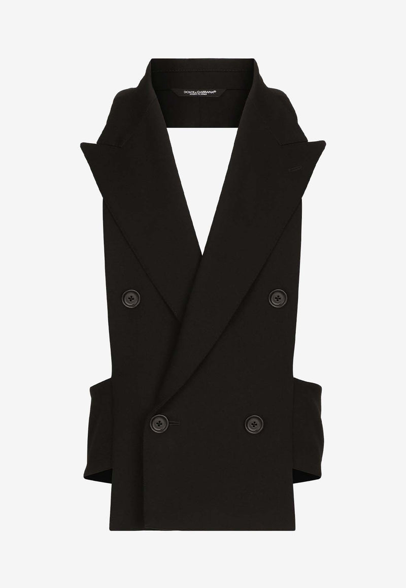 Dolce 
Gabbana Double-Breasted Wool Waistcoat Black G711LT FU27K N0000