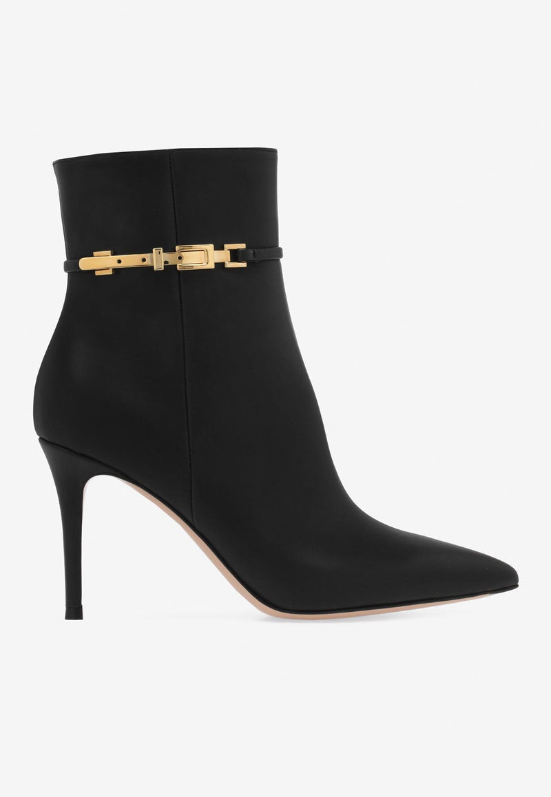 Gianvito Rossi Carrey 85 Calf Leather Ankle Boots G73063 85RIC VGINERO CALF GLOVE BLACK