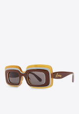 Loewe Multi-Layer Rectangular Sunglasses
 Brown G776SUNX05PVC/O_LOEW-3428