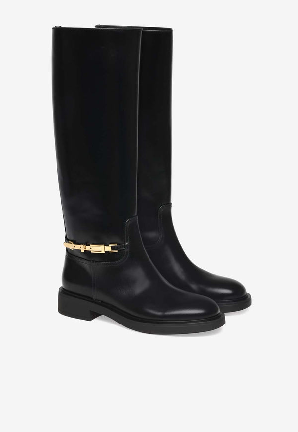 Gianvito Rossi Martine Knee-High Leather Boots G80188 20GOM DVDNERO DOVER D BLACK