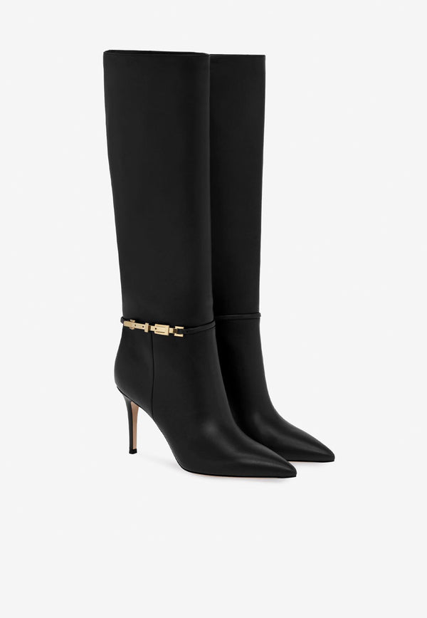 Gianvito Rossi Carrey 85 Calf Leather Knee-High Boots G80262 85RIC VGINERO CALF GLOVE BLACK