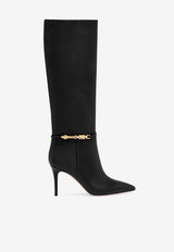 Gianvito Rossi Carrey 85 Calf Leather Knee-High Boots G80262 85RIC VGINERO CALF GLOVE BLACK