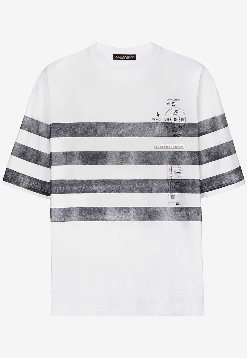 Dolce 
Gabbana Marina Print Striped T-shirt White G8PB8T G7K4Q W0800