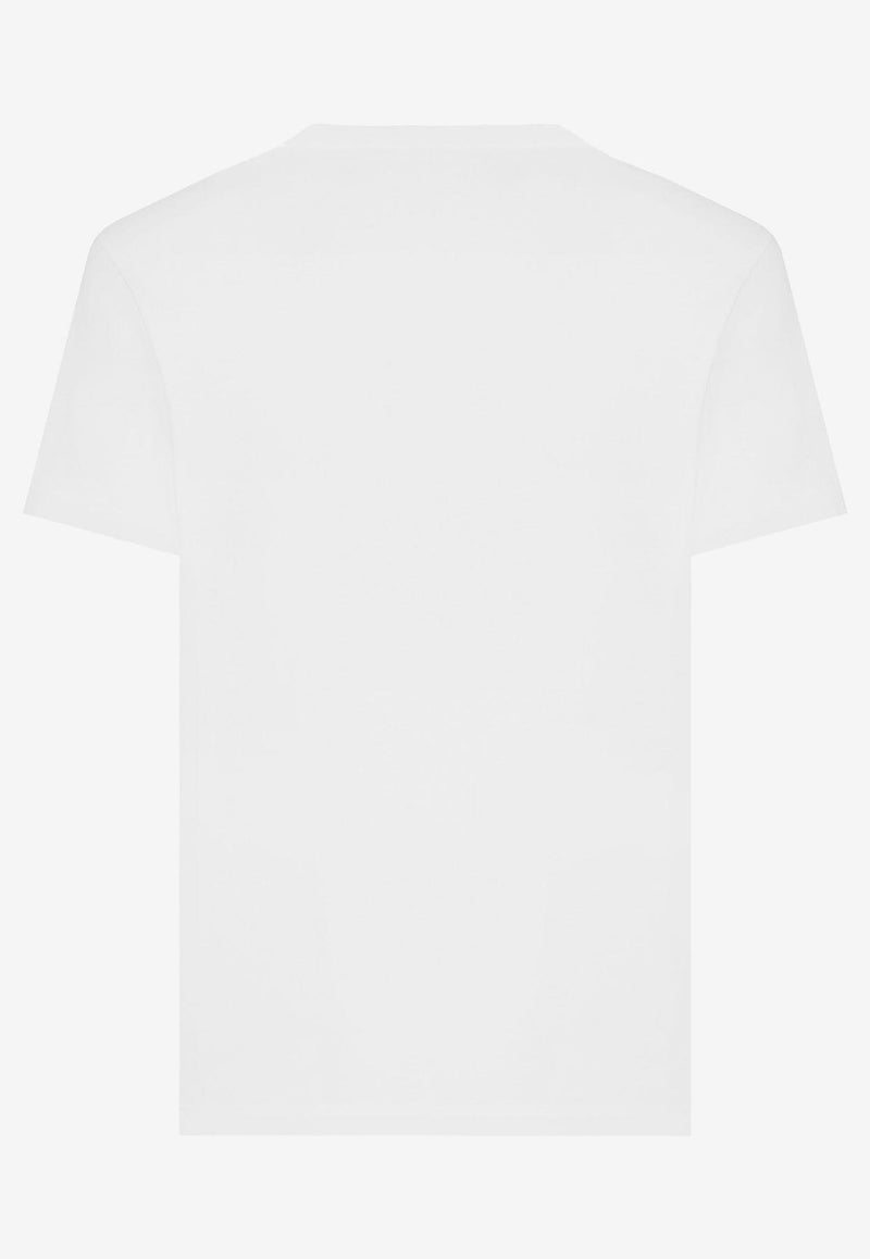 Dolce 
Gabbana Logo V-neck T-shirt G8PT2T G7F2I W0800 White