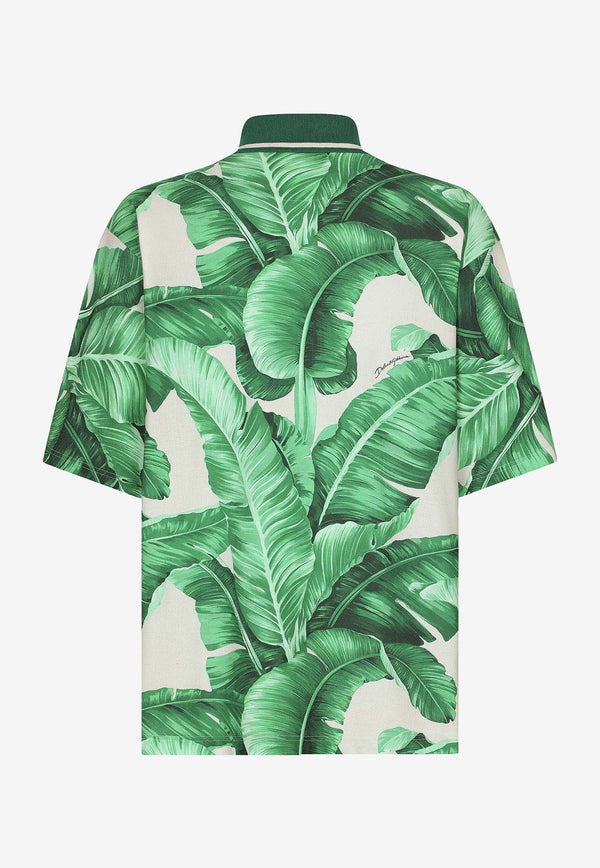 Dolce 
Gabbana Banana Tree Print Oversized Polo T-shirt Green G8RG4T HS7M4 H2005