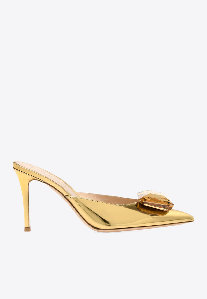 Gianvito Rossi Jaipur 85 Metallic-Leather Mules G91370 85RIC METMEKO METAL MEKONG