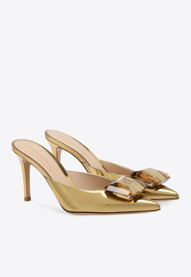 Gianvito Rossi Jaipur 85 Metallic-Leather Mules G91370 85RIC METMEKO METAL MEKONG