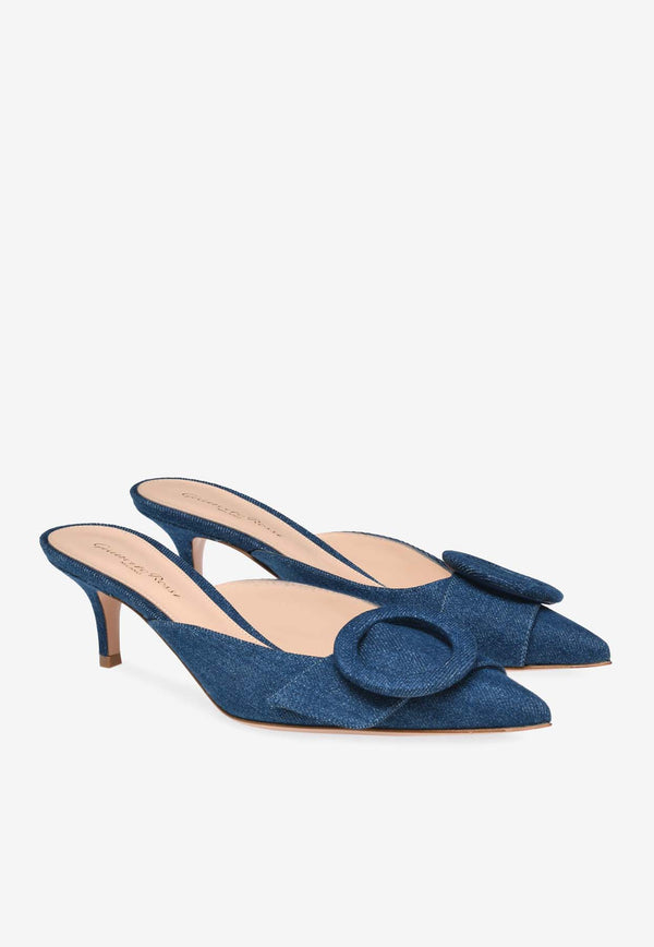 Gianvito Rossi Portofino 55 Denim Mules G93006 55RIC DEMMIDB DENIM MID BLUE