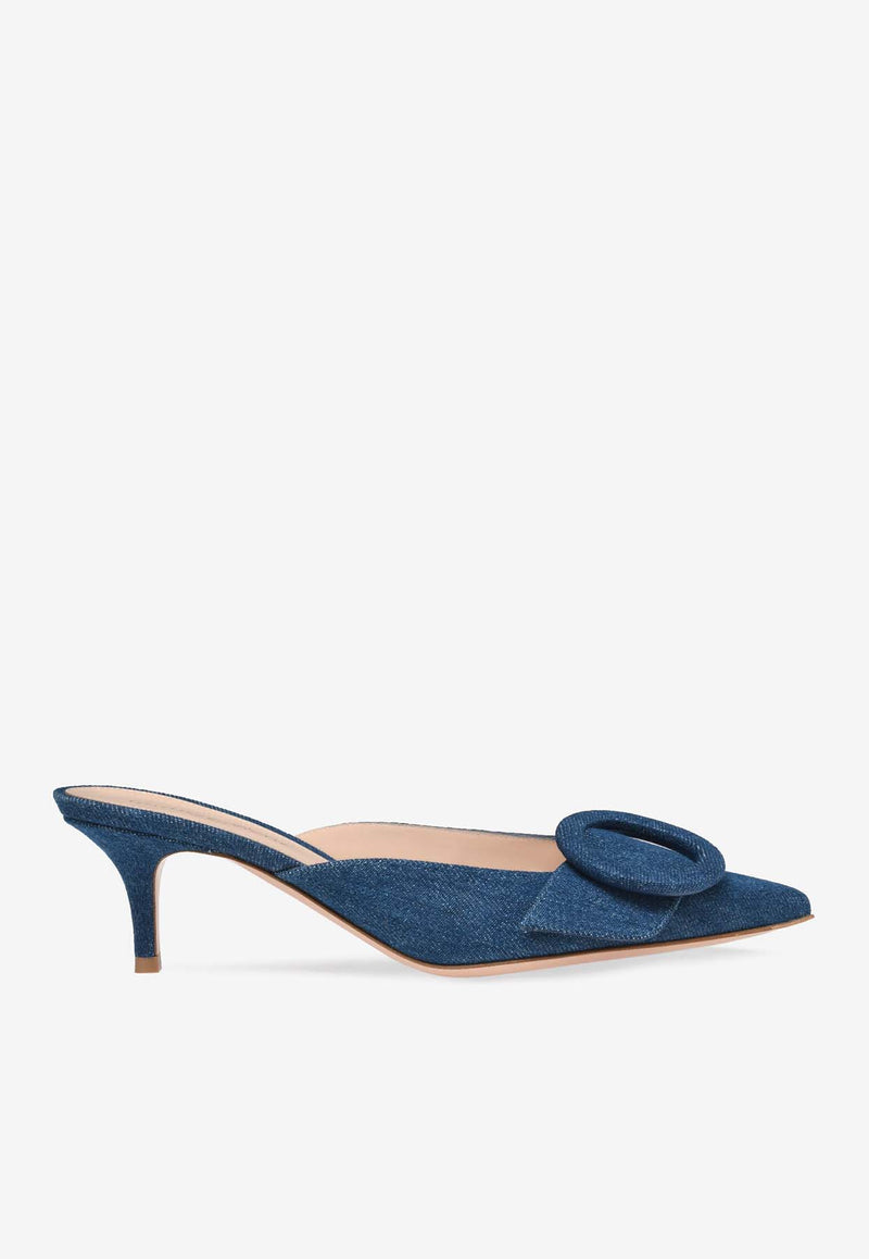 Gianvito Rossi Portofino 55 Denim Mules G93006 55RIC DEMMIDB DENIM MID BLUE