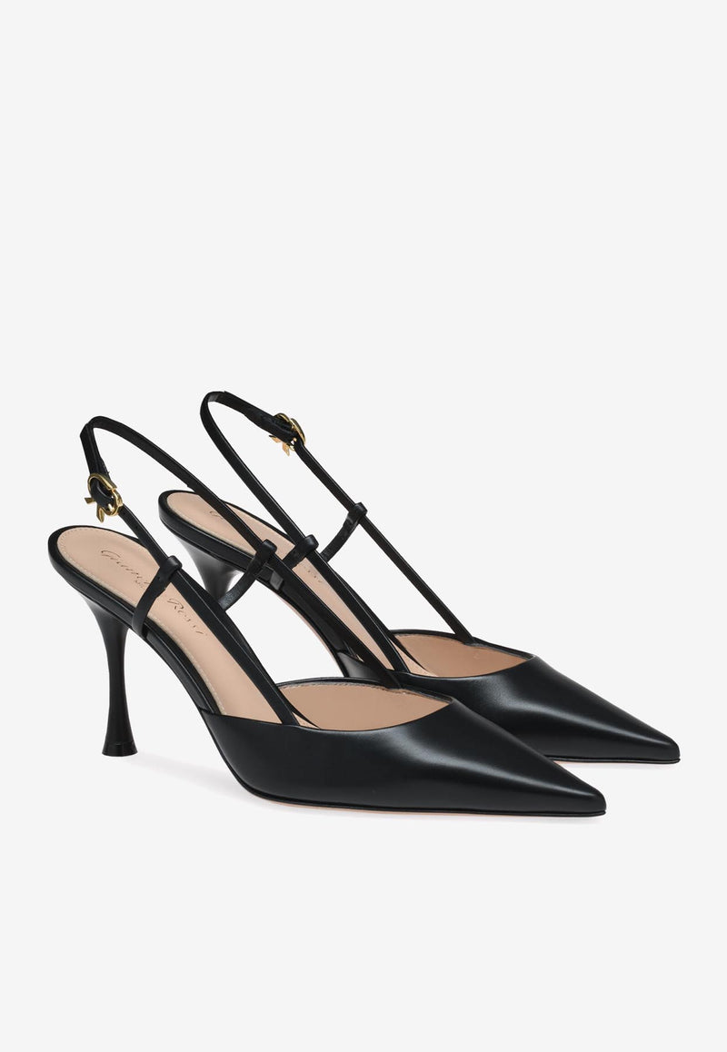 Gianvito Rossi Ascent 85 Slingback Pumps Black G95335 85LAC VITNERO CALF BLACK