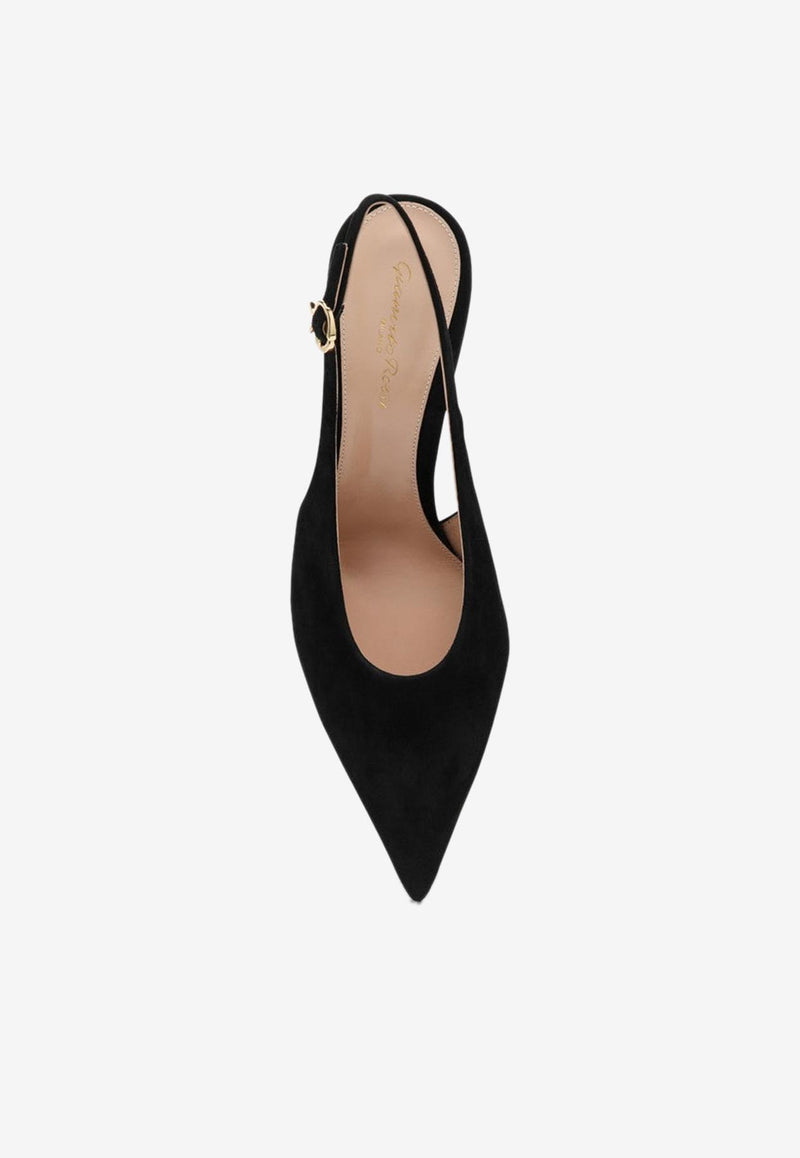 Gianvito Rossi Robbie 75 Slingback Suede Pumps Black G95461CAM/Q_GIANV-NERO