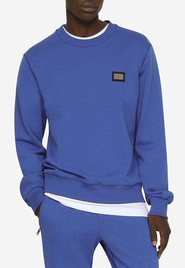 Dolce 
Gabbana Logo Plaque Crewneck Sweatshirt Blue G9ABJT G7F2G BA232