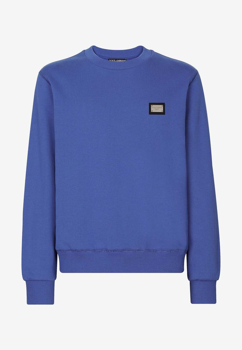 Dolce 
Gabbana Logo Plaque Crewneck Sweatshirt Blue G9ABJT G7F2G BA232