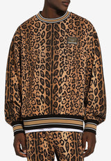 Dolce 
Gabbana Logo Plaque Leopard Print Sweatshirt Brown G9AHST II7B4 HXNBM